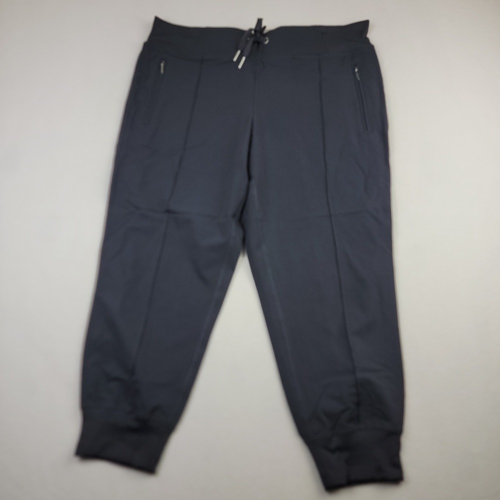 Calvin Klein Jeans Women PXL Gray Performance Jogger Pants Zipper Pockets